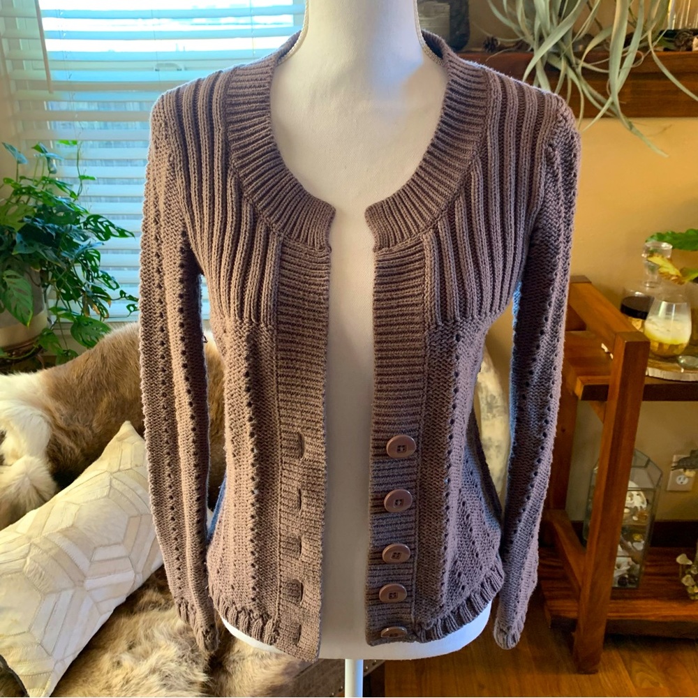 Feminine comfy knit cardigan sweater button up